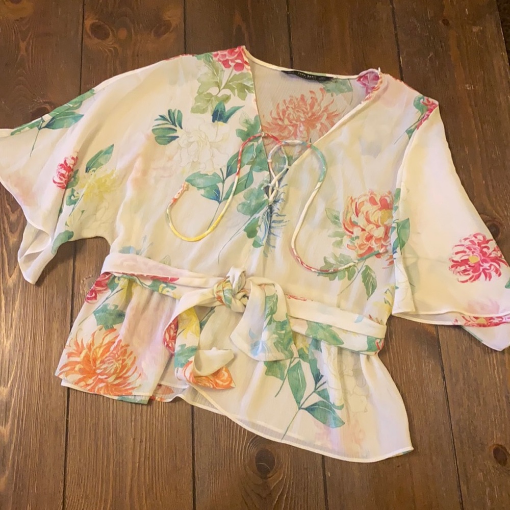 Zara Floral Peplum Top